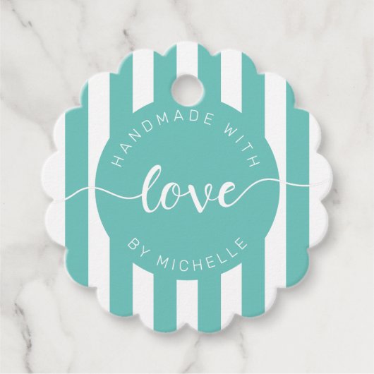 愛モダンストライプモノグラムで手作り フェイバータグ (正面)