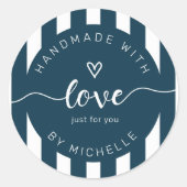 愛モダンストライプモノグラムで手作り ラウンドシール (正面)