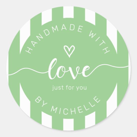 愛モダンストライプモノグラムで手作り ラウンドシール (正面)