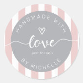 愛モダンストライプモノグラムで手作り ラウンドシール (正面)