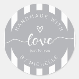 愛モダンストライプモノグラムで手作り ラウンドシール