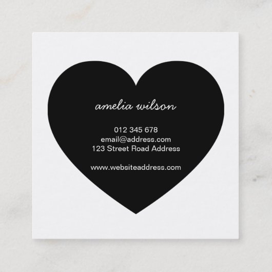 愛モダンハートで作った白黒 スクエア名刺 (裏面)