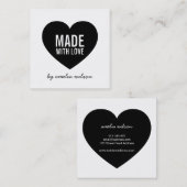 愛モダンハートで作った白黒 スクエア名刺 (正面/裏面)