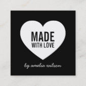 愛モダンハートで作られた白黒 スクエア名刺 (正面)