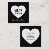 愛モダンハートで作られた白黒 スクエア名刺 (正面/裏面)