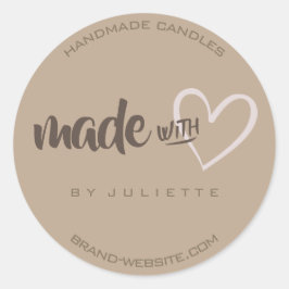 愛モダンハート製素朴天然茶 ラウンドシール