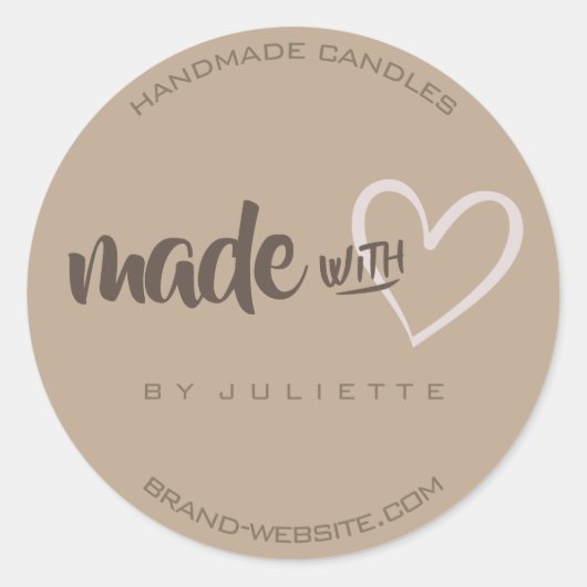 愛モダンハート製素朴天然茶 ラウンドシール (正面)