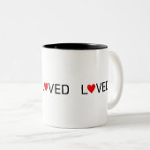 愛モダンパーソナライズされたハート ツートーンマグカップ (正面右)