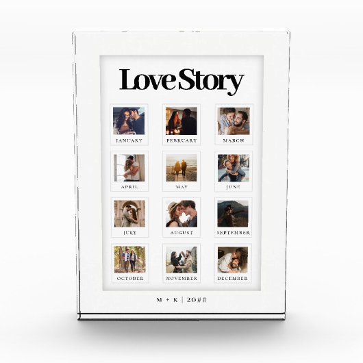 愛モダンパーソナライズされた物語のカップル写真 フォトブロック (正面)