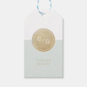 愛モダンモノグラムを有する赤面グリッターバラ金ゴールド ギフトタグ (正面)