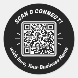 愛モダン付きQRコード白黒 ラウンドシール