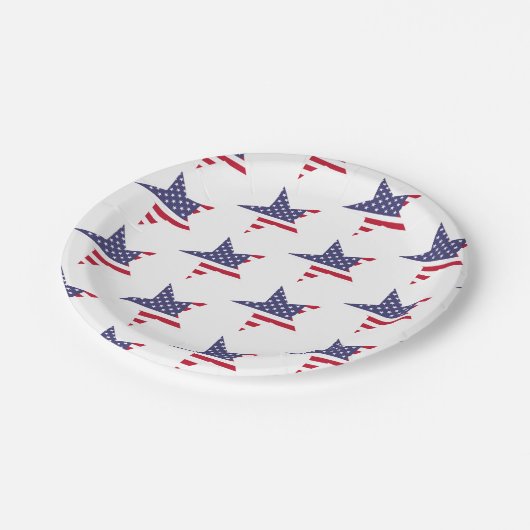 愛モダン国の星とストライプの赤白青 ペーパープレート (アングル)