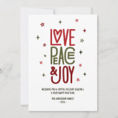 愛モダン平和と喜び写真クリスマス/ シーズンカード (正面)