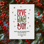 愛モダン平和と喜び非フォトクリスマス シーズンカード
