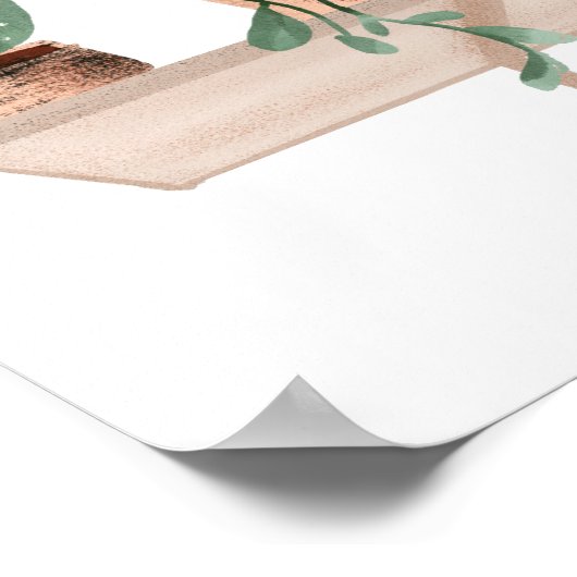 愛モダン引用文植物の水色イラストレーション ポスター (角)