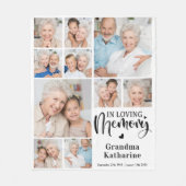 愛モダン心メモリ10フォトコラージュ記念 フリースブランケット (正面)