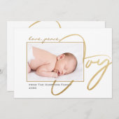 愛モダン愛の平和の喜びベビー写真家族 シーズンカード (正面/裏面)