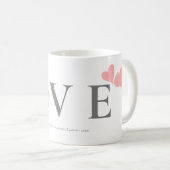 愛モダン水カラーハートバレンタイン写真 コーヒーマグカップ (正面右)