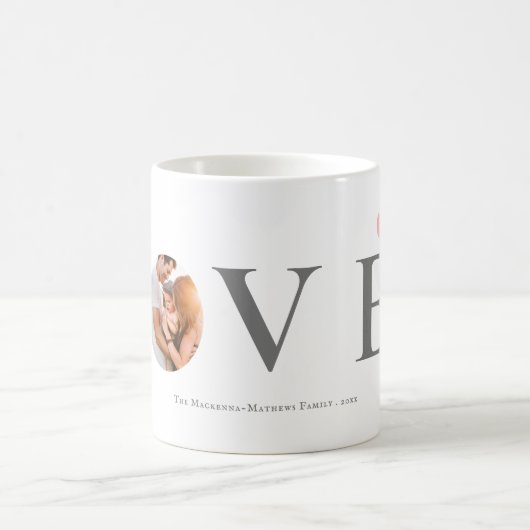 愛モダン水カラーハートバレンタイン写真 コーヒーマグカップ (中央)