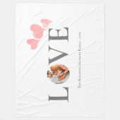 愛モダン水カラーハートバレンタイン写真 フリースブランケット (正面)