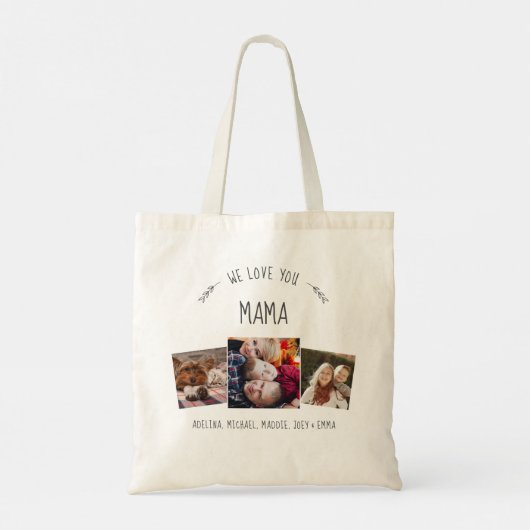 愛モダン素朴してるママのコラージュ トートバッグ (裏面)