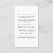 愛モダン記憶の葬儀フォト祈りの言葉カード 名刺 (裏面)