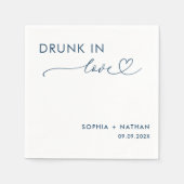 愛モダン飲結婚にパーソナライズされたて スタンダードカクテルナプキン (正面)