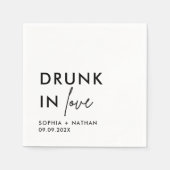 愛モダン飲結婚にパーソナライズされたて スタンダードカクテルナプキン (正面)
