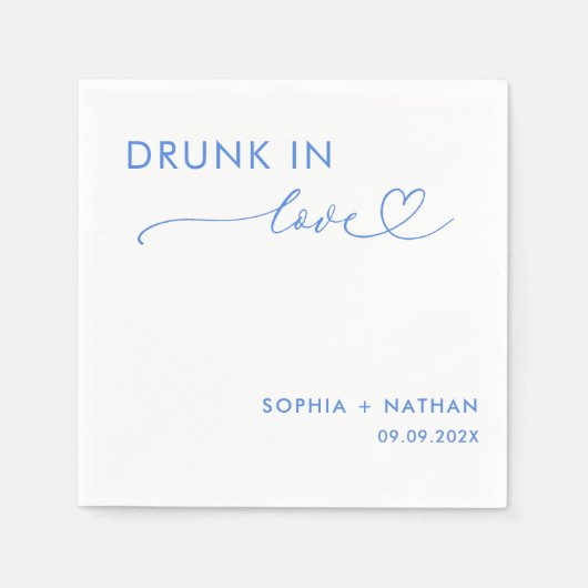 愛モダン飲結婚にパーソナライズされたて スタンダードカクテルナプキン (正面)