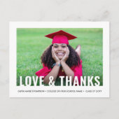愛モダン2写真感謝してい卒業ありがとう ポストカード (正面)