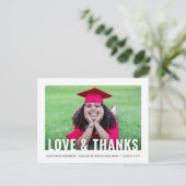 愛モダン2写真感謝してい卒業ありがとう ポストカード (スタンド正面)