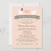 愛モノグラムのの鳥のブライダルシャワー招待状 招待状 (正面)