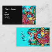 愛モノグラムのピーコックス、赤い青のターコイズブラック 名刺 (正面/裏面)