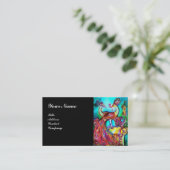 愛モノグラムのピーコックス、赤い青のターコイズブラック 名刺 (スタンド正面)