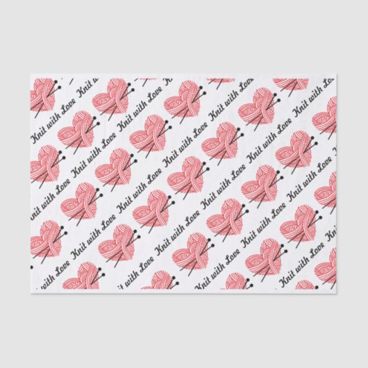 愛ヤーンのハートの技術パターンが付いているニット 薄葉紙 (正面)