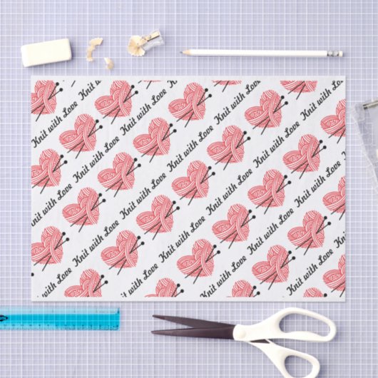 愛ヤーンのハートの技術パターンが付いているニット 薄葉紙 (クラフト)