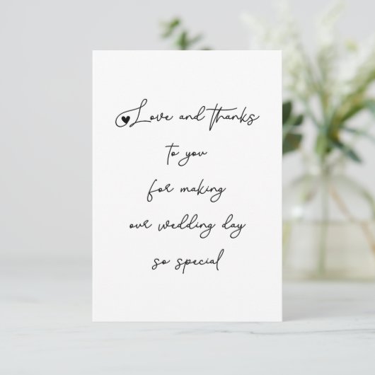 愛ユニークと感謝してい結婚の脚本写真 サンキューカード (スタンド正面)