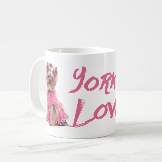 愛ヨークシャーテリアのヨークシャテリアの小犬のコーヒー・マグ コーヒーマグカップ (正面左)