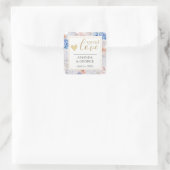 愛ラベルを広げる春フローラブルー スクエアシール (バッグ)