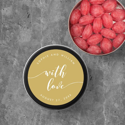 愛リラックス編集可能カラー付きスクリプ結婚ト ラウンドシール