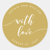 愛リラックス編集可能カラー付きスクリプ結婚ト ラウンドシール (正面)