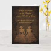 愛レズビアンの結婚式の招待状による花嫁のLit カード (黄色い花)