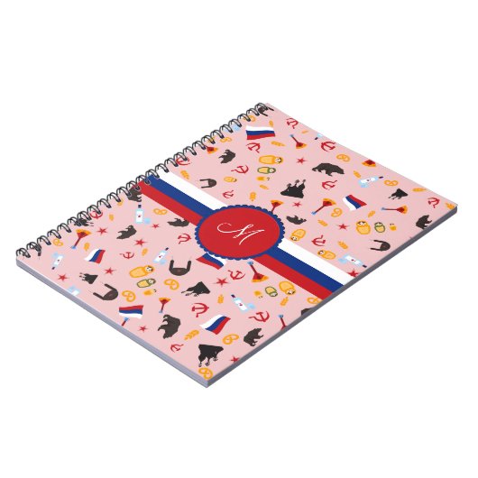 愛ロシア人のモノグラムが付いているロシアから ノートブック (左側)