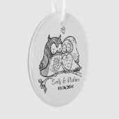 愛ロマンチックでカスタムなカップルの甘いフクロウ オーナメント (正面)