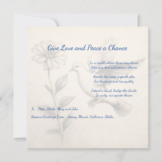 愛与えと平和のチャンス。地球の平和 カード (裏面)