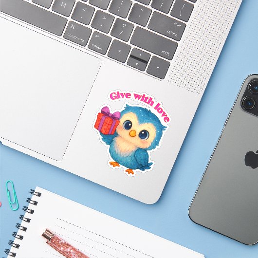 愛与え付き – Owl Gift Sticker シール (ノートパソコンとiPhone)