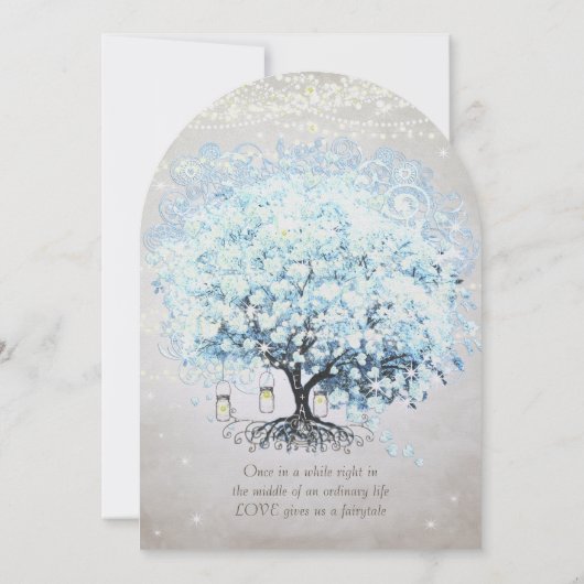 愛与え私たち童話ハートリーフ結婚ツリー 招待状 (裏面)