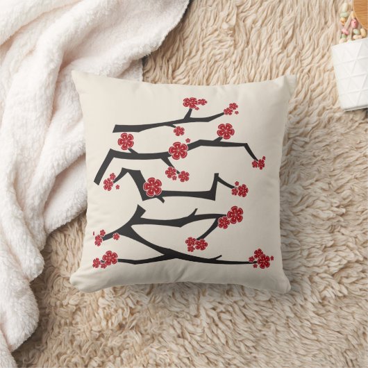 愛中国のさくらんぼ花咲き赤桜結婚 クッション (ブランケット)