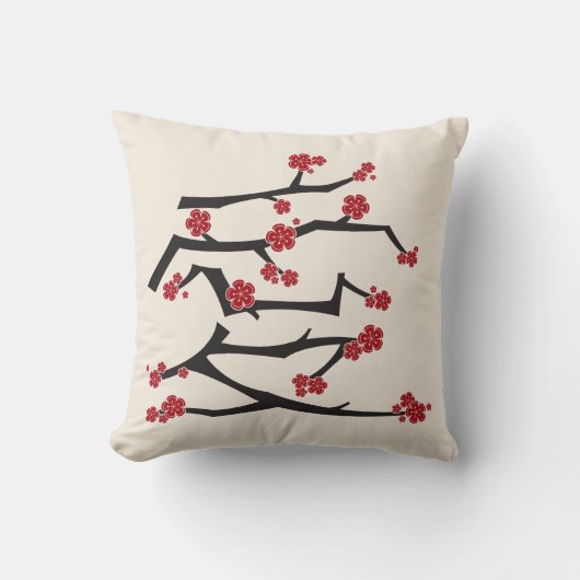 愛中国のさくらんぼ花咲き赤桜結婚 クッション (正面)