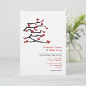 愛中国のさくらんぼ花咲き赤桜結婚 招待状 (スタンド正面)